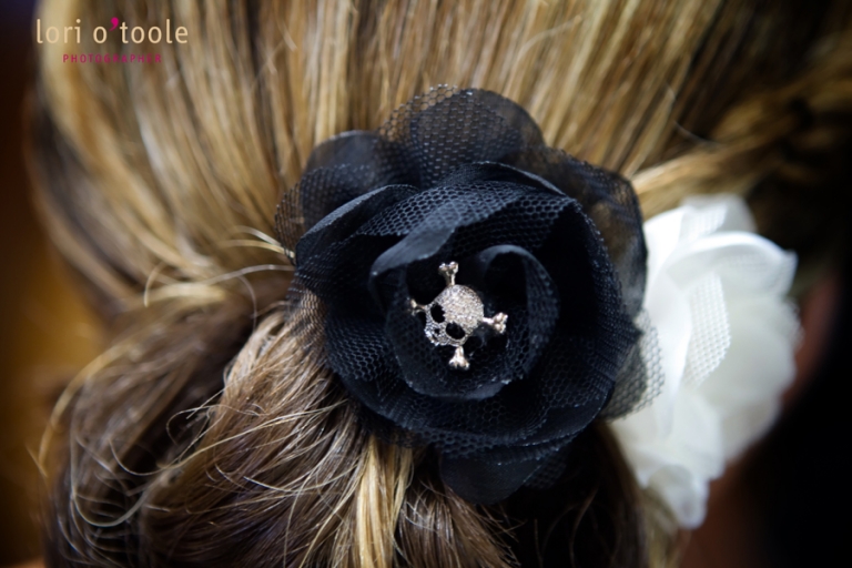 skull and crossbones wedding hair