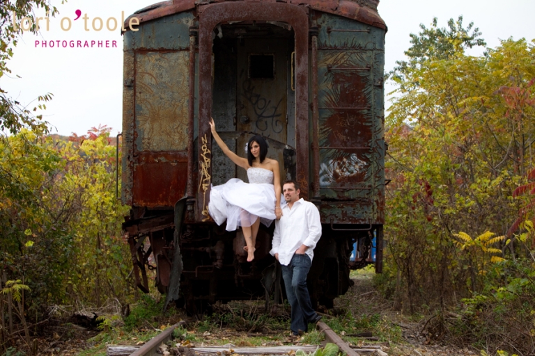 abandoned train trash the dress wedding photos