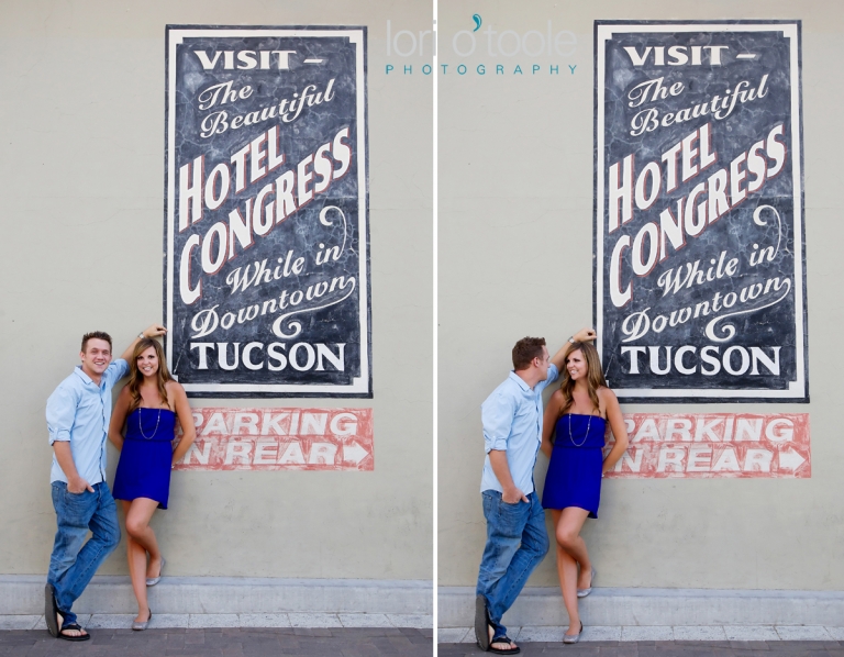 downtown Tucson engagement; Tucson engagement photography; Hotel Congress