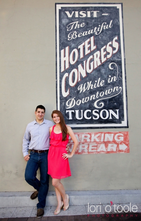 Engagment photos in Tucson, Hotel Congress photos, Lori OToole Photography