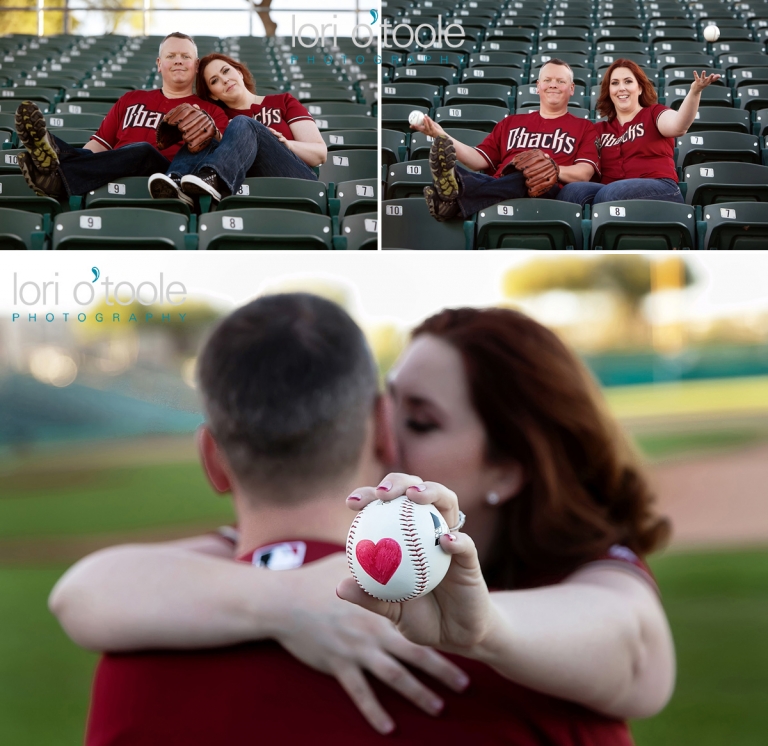 Engagement Photos Kino Stadium, Tucson engagement photography; Lori OToole Photography