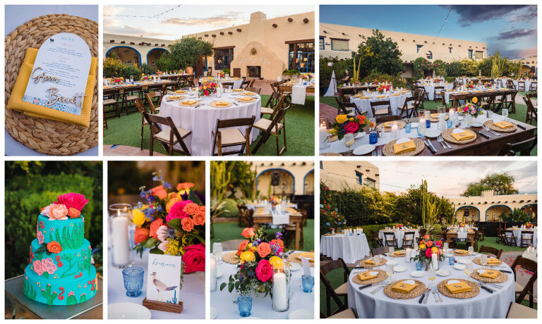 wedding at Hacienda Del Sol; bright color wedding decor;