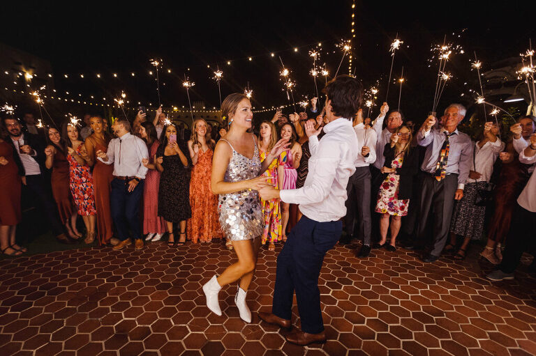 sparkler last dance; Tucson wedding; Colorful wedding at Hacienda Del Sol; Lori OToole Photography